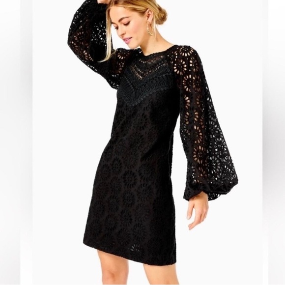 Lilly Pulitzer Dresses & Skirts - Lilly Pulitzer Priscilla Black Lace Long Sleeve Dress